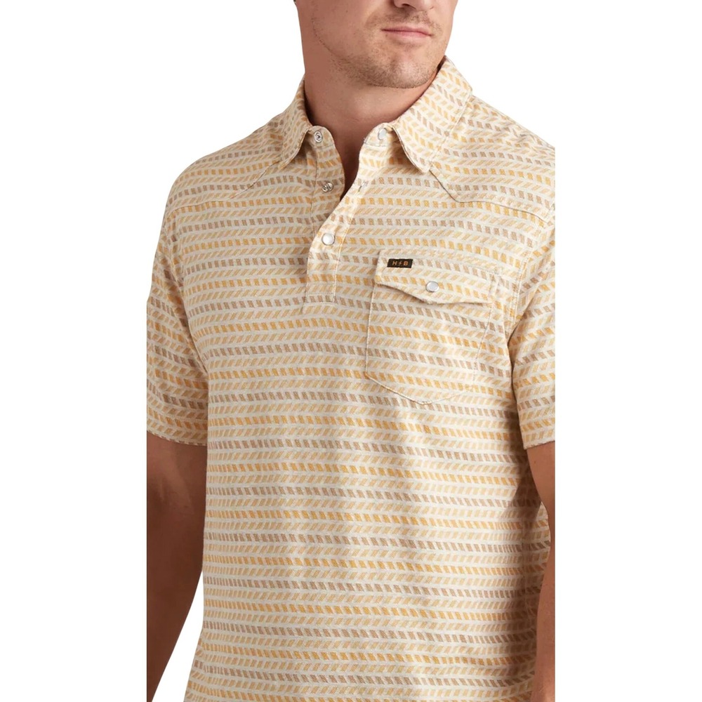 Howler Brothers Cream and Tan Patterned Short Sleeve Polo